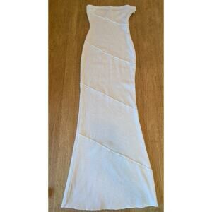 Princess Polly Tube Top Full Length Strapless Ribbed White Dress Size 6
